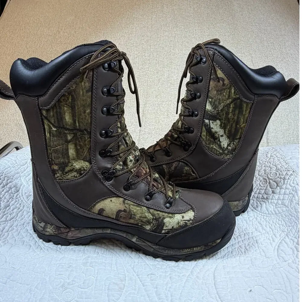 Guide Gear Men's 11 Brown Camo Insulated Waterproof Lace Up Hunting Boots Winter